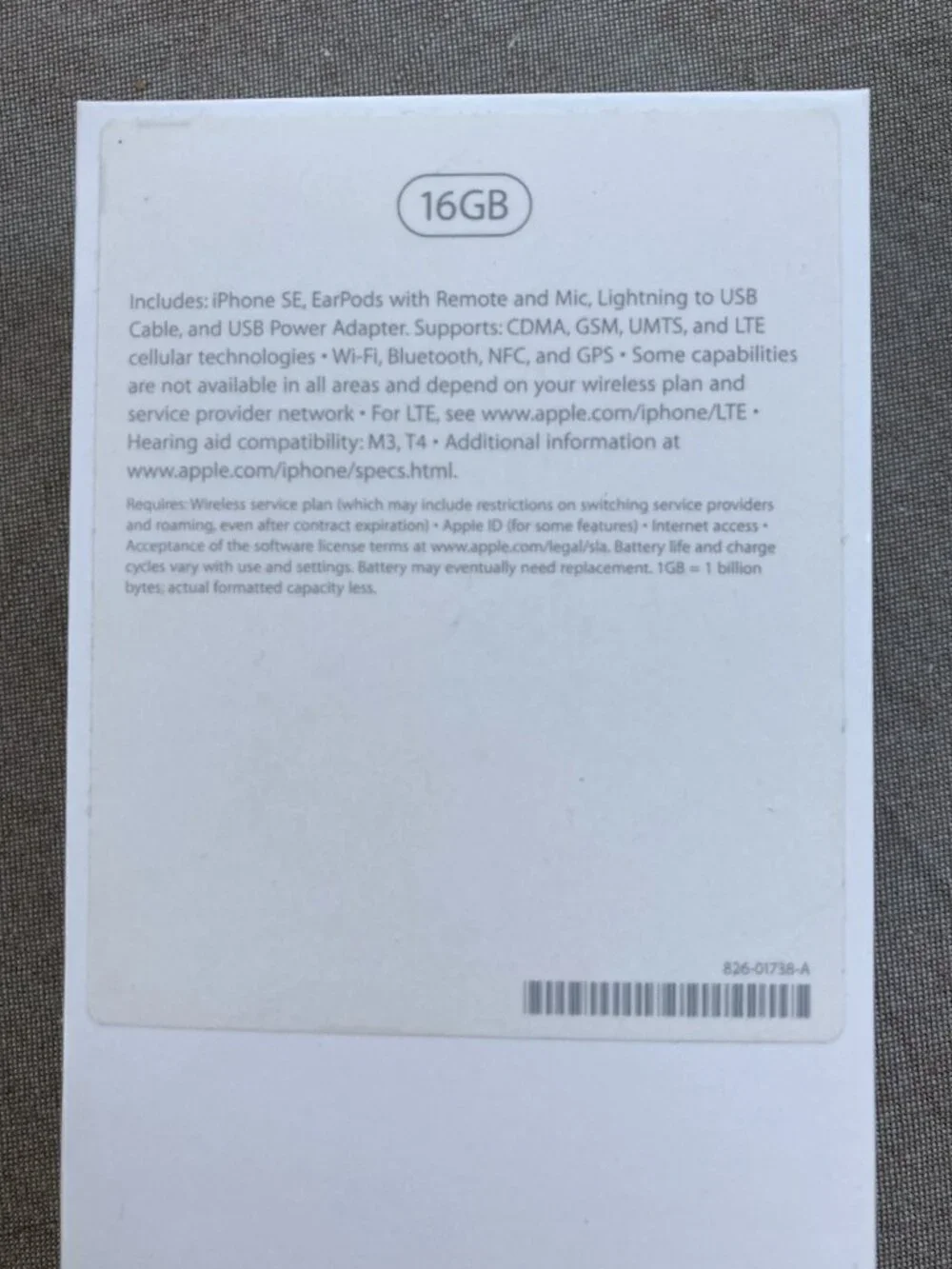 BOX ONLY - Apple iPhone SE (1st Gen) 16 GB Empty Box, 2016, OEM